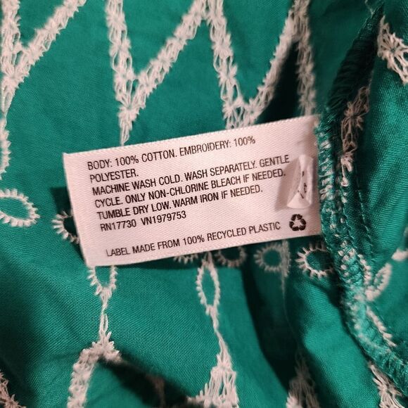 Universal Thread Flounce Embroidered Ruffle Blouse Green XXL Women's - Picture 6 of 6